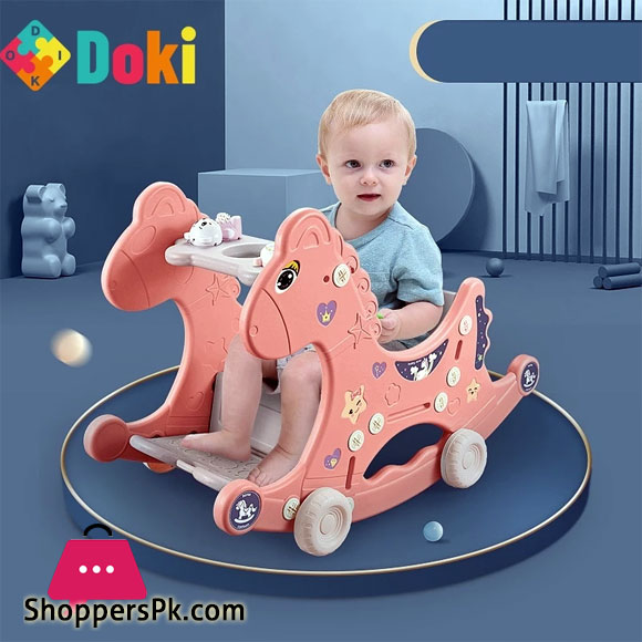 Baby Rocking Chair 4in1 Multifunctional Children Rocking Horse Animal Trojans Birthday Gift For 1-3Y Doki Toy