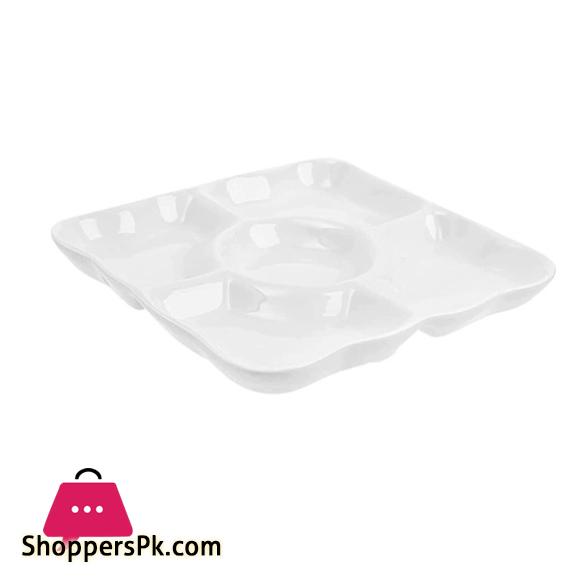 Danny Home Ceramic 5 Compartment Snack Divider Tray 7.2 Inch
