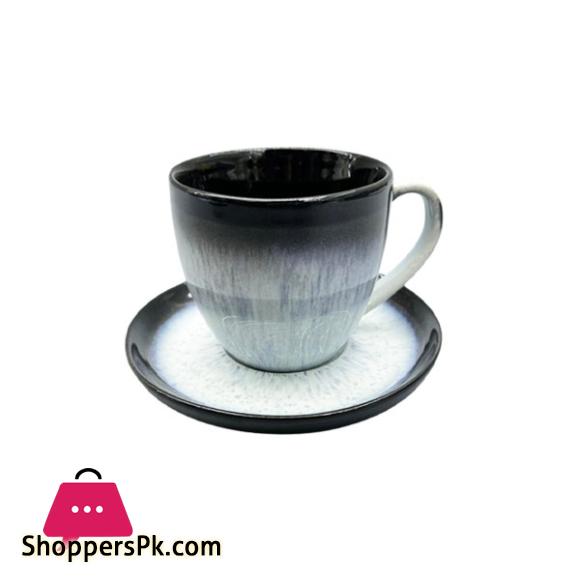 Danny Home Ceramic Cup & Saucer Black White 300ml