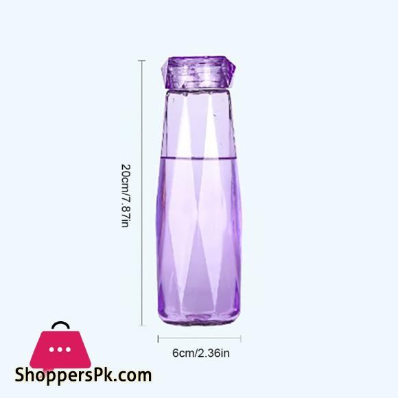 Diamond Water Bottle Glass Cup Heat Resistant Portable Carrying for Drinkware 420ML