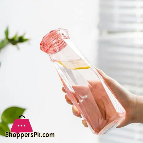 Diamond Water Bottle Glass Cup Heat Resistant Portable Carrying for Drinkware 420ML