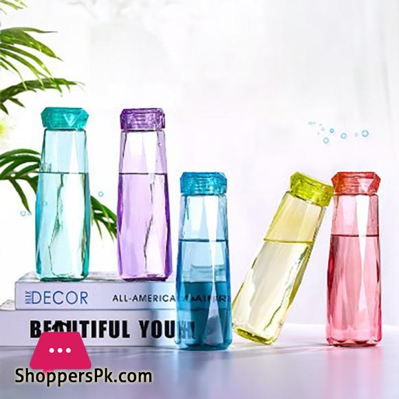 Diamond Water Bottle Glass Cup Heat Resistant Portable Carrying for Drinkware 420ML