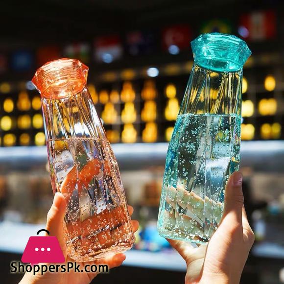 Diamond Water Bottle Glass Cup Heat Resistant Portable Carrying for Drinkware 420ML