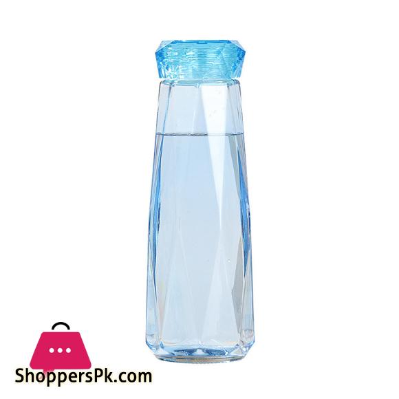 Diamond Water Bottle Glass Cup Heat Resistant Portable Carrying for Drinkware 420ML