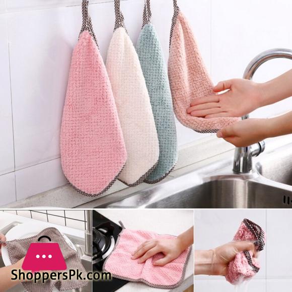 Dish Cloth Coral Fleece Super Absorbent Dishcloth Cleaning Hand Towel Nonstick Oil Washable Towel Cleaning Kitchen Wiping Rags