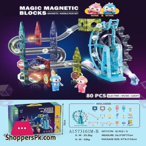 Light-Music-Electric Magnetic Tiles- Building Blocks for Kids (80 Pieces)| Light & Musical