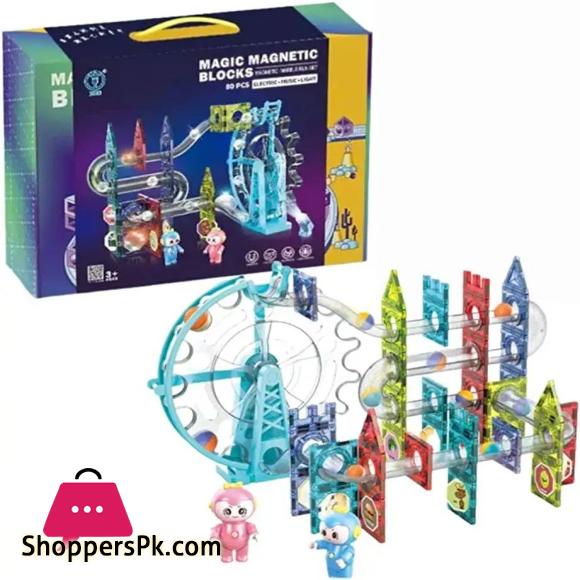 Light-Music-Electric Magnetic Tiles- Building Blocks for Kids (80 Pieces)| Light & Musical
