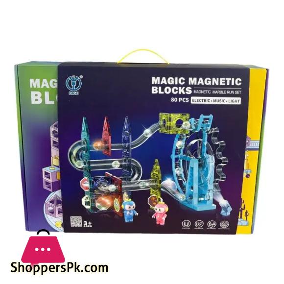 Light-Music-Electric Magnetic Tiles- Building Blocks for Kids (80 Pieces)| Light & Musical