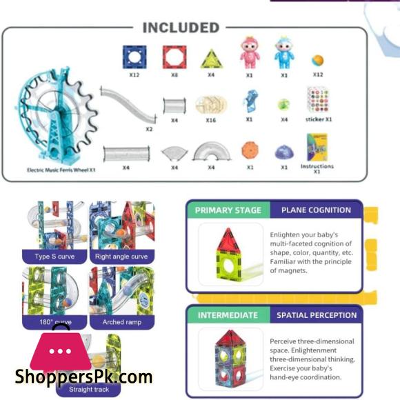 Light-Music-Electric Magnetic Tiles- Building Blocks for Kids (80 Pieces)| Light & Musical