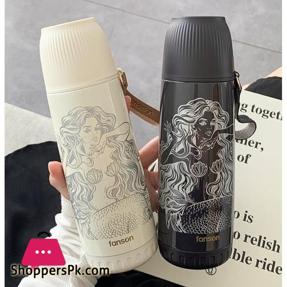 Mermaid Creative Stainless Steel Water Bottle 380ml Vacuum Flask for Hot or Cold Water BPA-free Made with Double-Wall Safe and Non-Toxic Materials