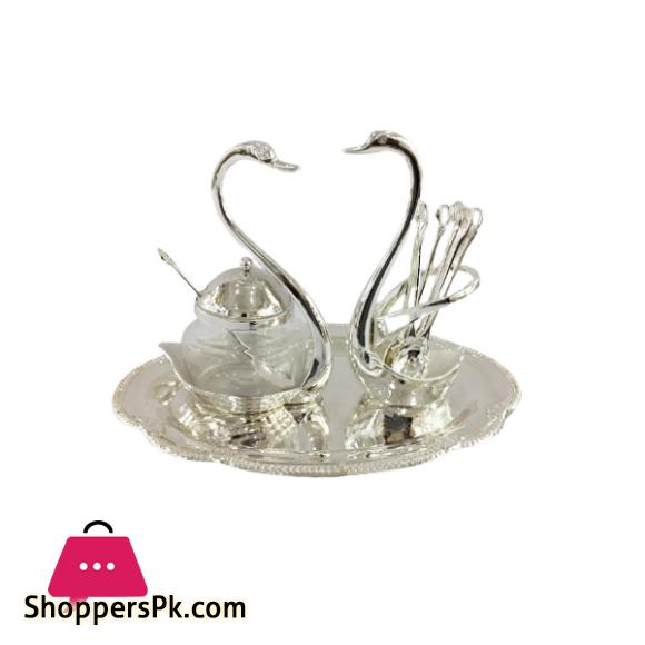 Orchid Swan SpoonSugar Pot Set Silver CD5001