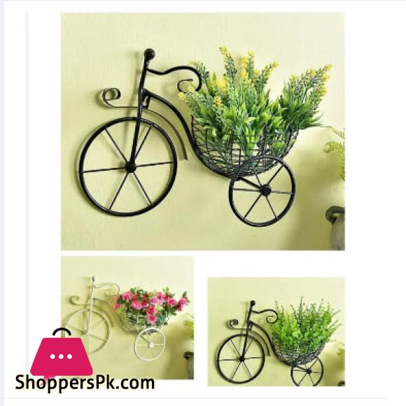 Retro Style Metal Bicycle Flower Basket Wall Art Wall Mount Hanging Flower Rack Unique Art Ornaments for Home Flower Vase