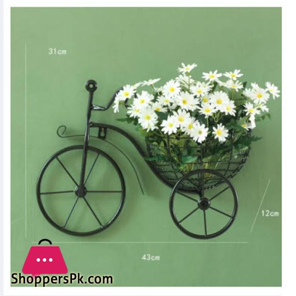 Retro Style Metal Bicycle Flower Basket Wall Art Wall Mount Hanging Flower Rack Unique Art Ornaments for Home Flower Vase