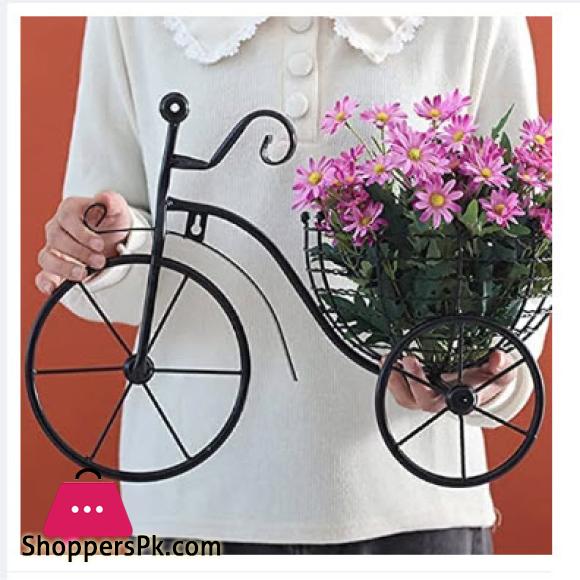 Retro Style Metal Bicycle Flower Basket Wall Art Wall Mount Hanging Flower Rack Unique Art Ornaments for Home Flower Vase