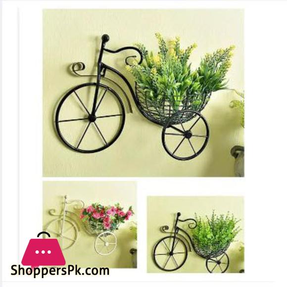 Retro Style Metal Bicycle Flower Basket Wall Art Wall Mount Hanging Flower Rack Unique Art Ornaments for Home Flower Vase