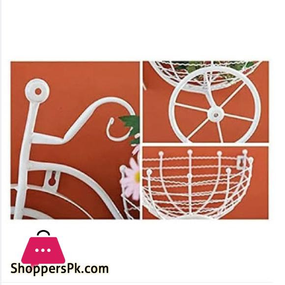 Retro Style Metal Bicycle Flower Basket Wall Art Wall Mount Hanging Flower Rack Unique Art Ornaments for Home Flower Vase