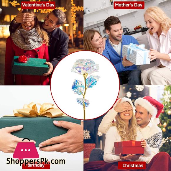 Valentines Day Artificial Flowers Rose Flower Forever 24K aurum Rose Colorful with Base with Luxury Gift Box for Women