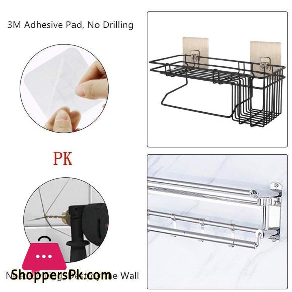 Wall Mounted Self Adhesive Shampoo Rack Bathroom Shelf Holder No Drilling Sticky Strong Magic Sticker Shower Caddy Shelves