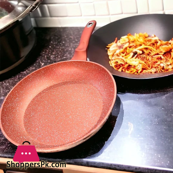 Baroly Hammered Granite Coat Frying Pans with Induction Bottom 28CM