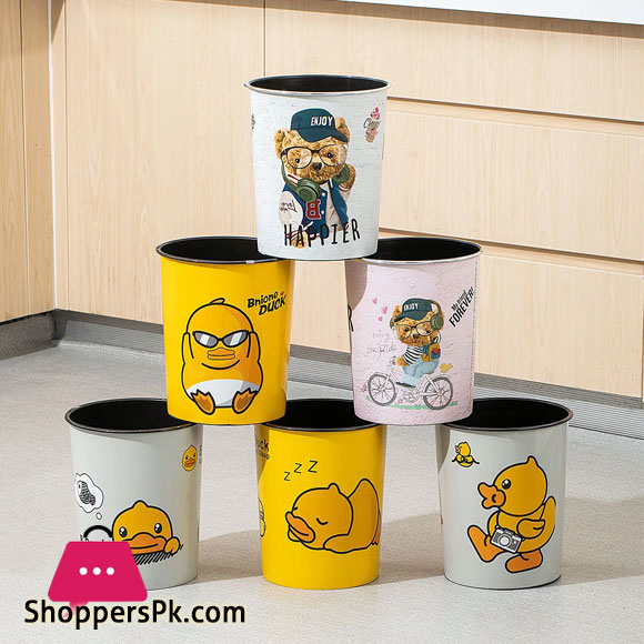 Beautiful Pattern Trash Can Plastic Trash Can for Home Bathroom Kitchen Paper Basket