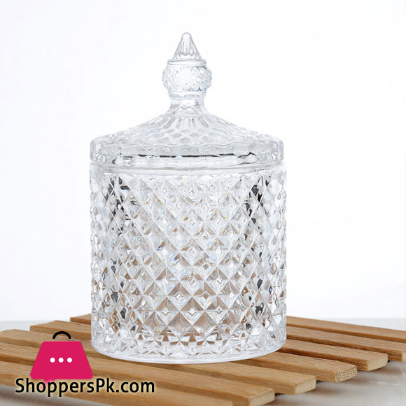 Delisoga Multipurpose jar with lid Unique Shape Handmade Glass Footed Candy Jar With Lid 1 piece