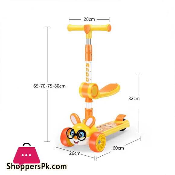 Foot Scooters With Music Speaker 4 Levels Foldable Adjustable Height For 2-10 Years Children 3-Wheel Flash Wheels Kick Scooter - SC-666