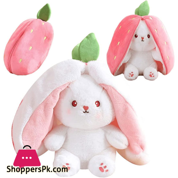 Funny Changeable Bunny Cute Pillow Plush Toys Stuffed Animal Rabbit Hiding in Carrot Strawberry Rabbit Doll Chair Cushion Gift