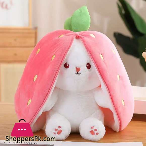 Funny Changeable Bunny Cute Pillow Plush Toys Stuffed Animal Rabbit Hiding in Carrot Strawberry Rabbit Doll Chair Cushion Gift