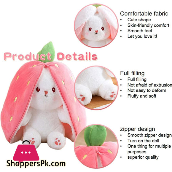 Funny Changeable Bunny Cute Pillow Plush Toys Stuffed Animal Rabbit Hiding in Carrot Strawberry Rabbit Doll Chair Cushion Gift
