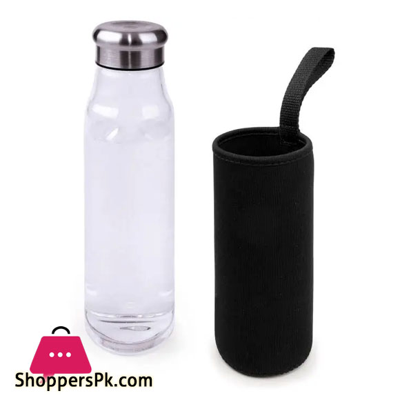 Glass Airtight Black Water Bottle 550 ml