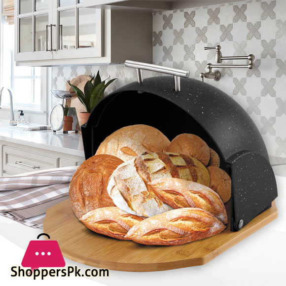Haus Roland Bread Box Marble Style Black 20 x 26 x 36 cm