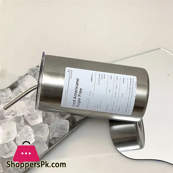 American Scotch Free Stainless Steel Casual Travel Coffee Tumbler Mug with Straw - 900ml