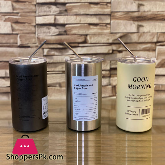 American Scotch Free Stainless Steel Casual Travel Coffee Tumbler Mug with Straw - 900ml