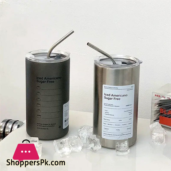 American Scotch Free Stainless Steel Casual Travel Coffee Tumbler Mug with Straw - 900ml