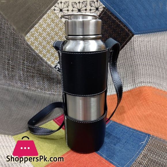 Large Capacity 1100ml SUS304 Stainless Steel Water Bottle Insulated Thermos Hot & Cold Vacuum Flask with Leather Cover