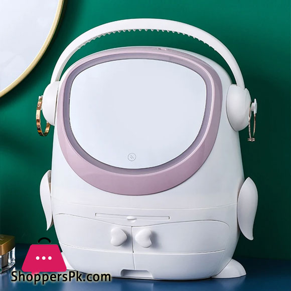 LED Makeup Mirror With Cosmetic Storage Box With Light Cosmetic Box Portable Makeup Box Dustproof Large-capacity Storage Box
