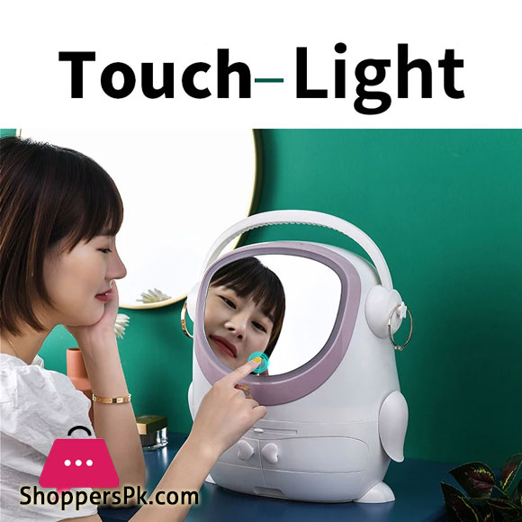 LED Makeup Mirror With Cosmetic Storage Box With Light Cosmetic Box Portable Makeup Box Dustproof Large-capacity Storage Box