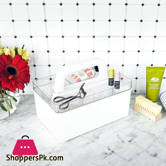 Two-Compartments Handle for Toiletries Portability BPA Free Large White