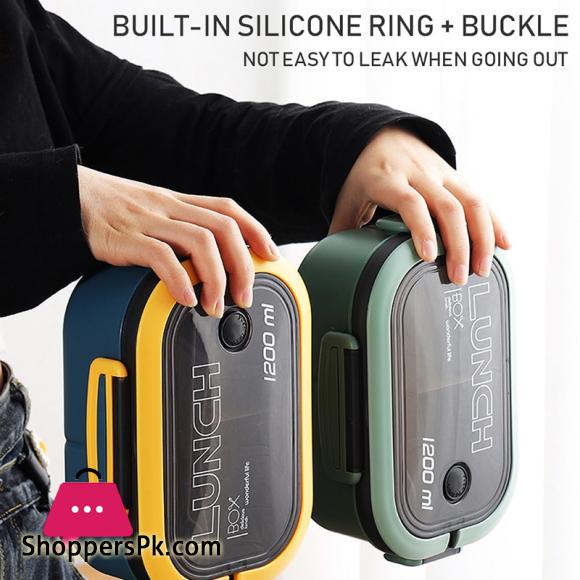 FUN LIVE Lunch Box 2 Layers Grids Student Office Worker Microwave Hermetic Bento Box Outdoor Picnic Fruit Food Container With Fork Spoon