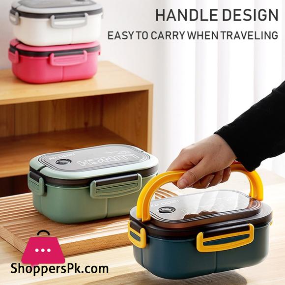 FUN LIVE Lunch Box 2 Layers Grids Student Office Worker Microwave Hermetic Bento Box Outdoor Picnic Fruit Food Container With Fork Spoon