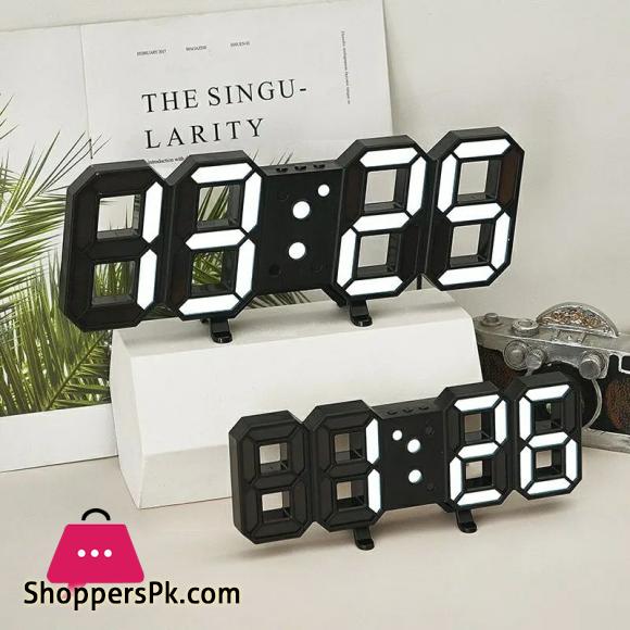 3D LED Digital Clock Luminous Fashion Multifunction Desktop Clock, Alarm Clock and Wall Clock, Brightness Adjustable, Silent Digital Clocks for Room, Office, Home Living Room