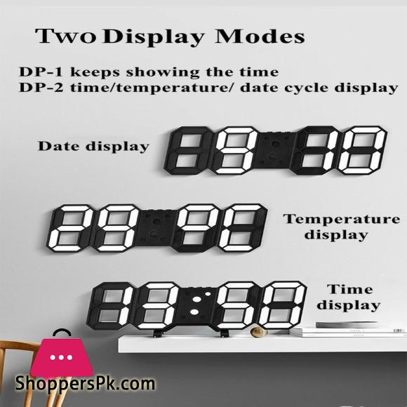3D LED Digital Clock Luminous Fashion Multifunction Desktop Clock, Alarm Clock and Wall Clock, Brightness Adjustable, Silent Digital Clocks for Room, Office, Home Living Room