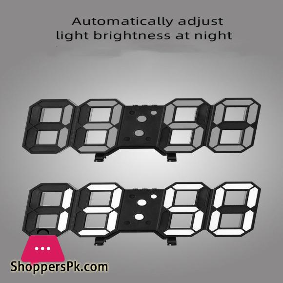 3D LED Digital Clock Luminous Fashion Multifunction Desktop Clock, Alarm Clock and Wall Clock, Brightness Adjustable, Silent Digital Clocks for Room, Office, Home Living Room