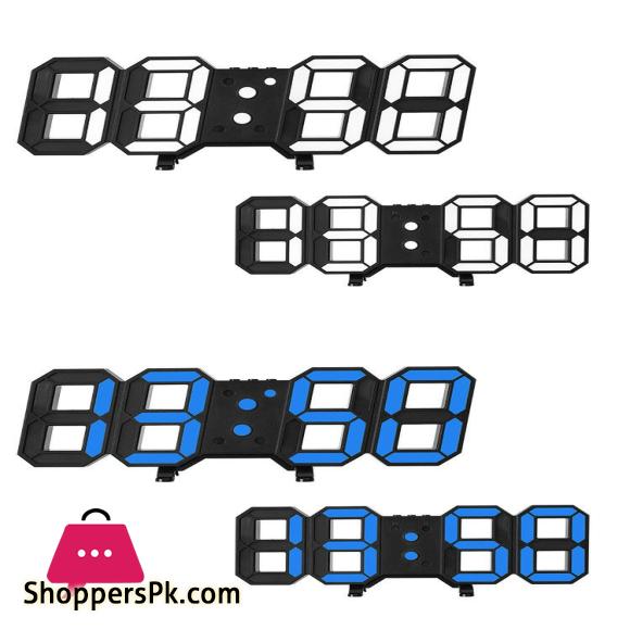 3D LED Digital Clock Luminous Fashion Multifunction Desktop Clock, Alarm Clock and Wall Clock, Brightness Adjustable, Silent Digital Clocks for Room, Office, Home Living Room