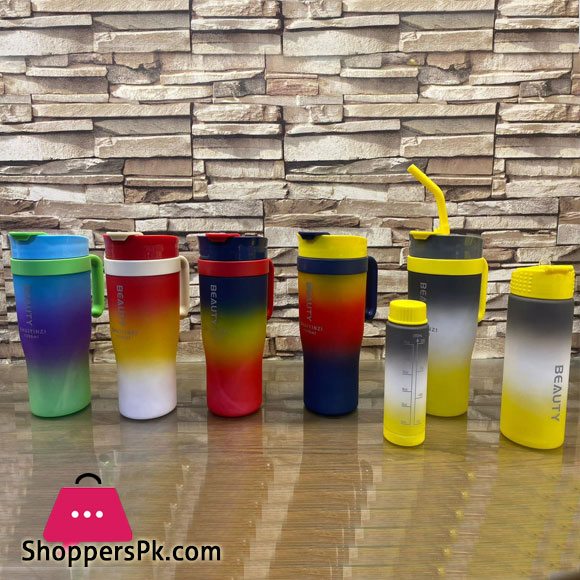 3pcs 1200ml+700ml+260ml Large Capacity Plastic Water Cups Portable Leakproof Water Cup, Gradient Color, Suitable For Outdoor Sports, Fitness, Travel