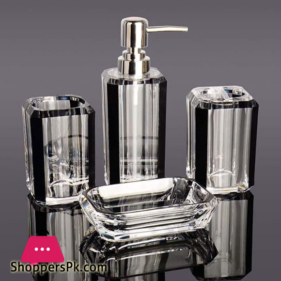 4 Pieces Bathroom Accessories Clear Soap Dispenser for Home Household Decor