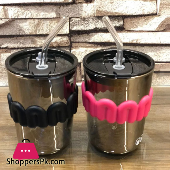 400ml Glasses Travel Glass Water Coffee Cup with Lid and Straw Simple Ins Style Office Dual Water Outlet Cute Water Bottle
