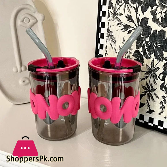 400ml Glasses Travel Glass Water Coffee Cup with Lid and Straw Simple Ins Style Office Dual Water Outlet Cute Water Bottle