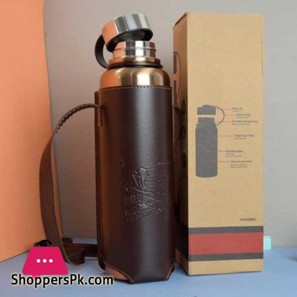 800ml SUS304 Stainless Steel Water Bottle Insulated Thermos Hot & Cold Vacuum Flask with Leather Cover