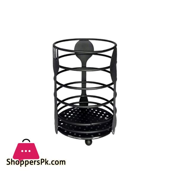 Black Round Spoon Holder 11 x 16cm